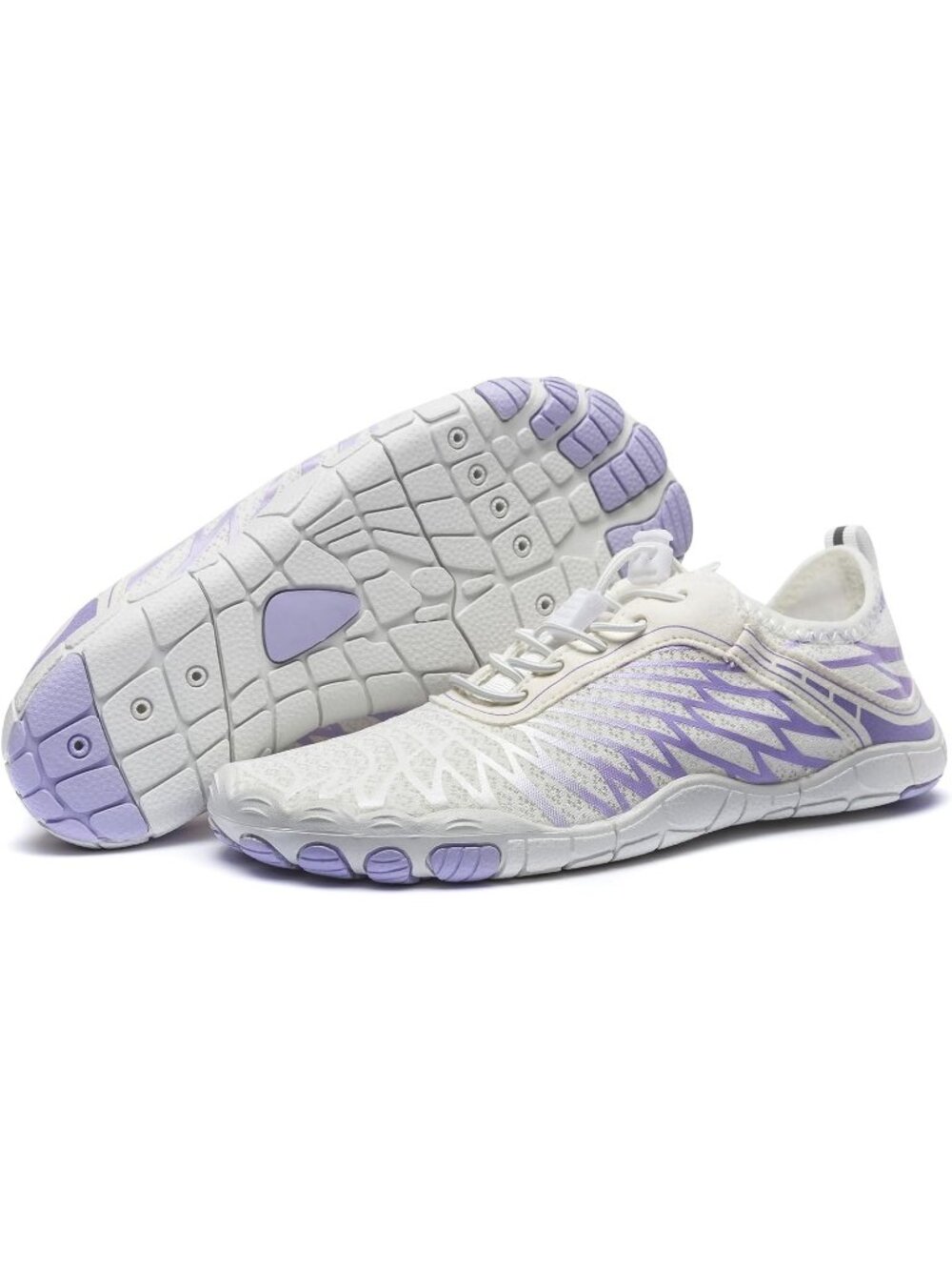 Womens White Purple Mesh Hike Barefoot Breathable Athletic Footwear Water Shoes